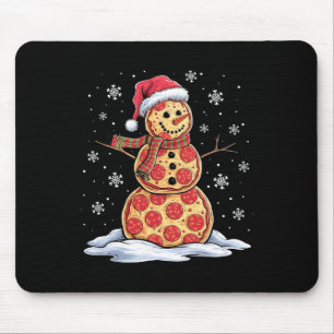 Pizza Snowman - Santa Hat - Christmas Pizza Party  Mouse Mat