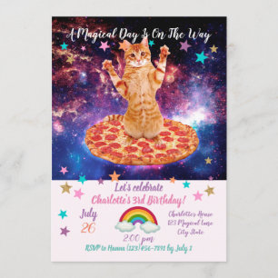 Pizza space cat invitation