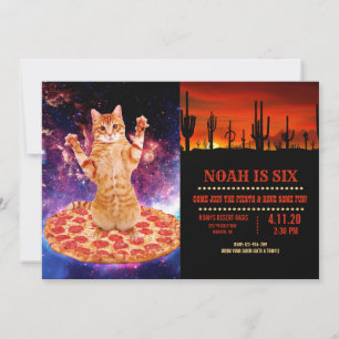 Pizza space cat invitation
