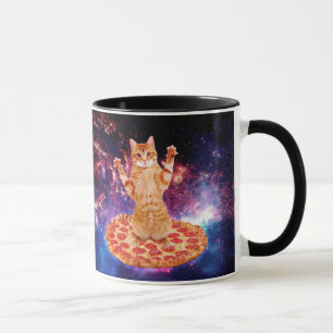 Pizza space cat mug