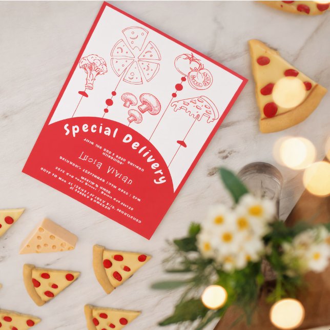 Pizza Special Delivery Baby Shower Invitation (Creator Uploaded)