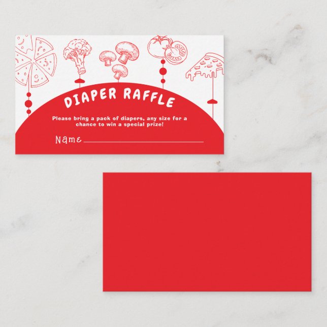 Pizza Special Delivery Diaper Raffle Baby Shower Enclosure Card (Front/Back)