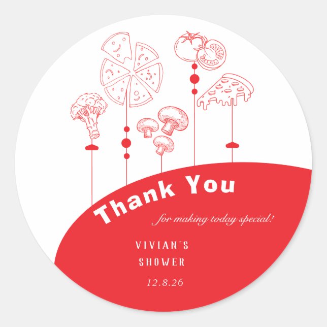 Pizza Special Delivery Thank You Classic Round Sticker (Front)