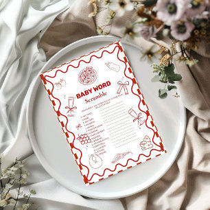Pizza Special word scramble baby shower game card