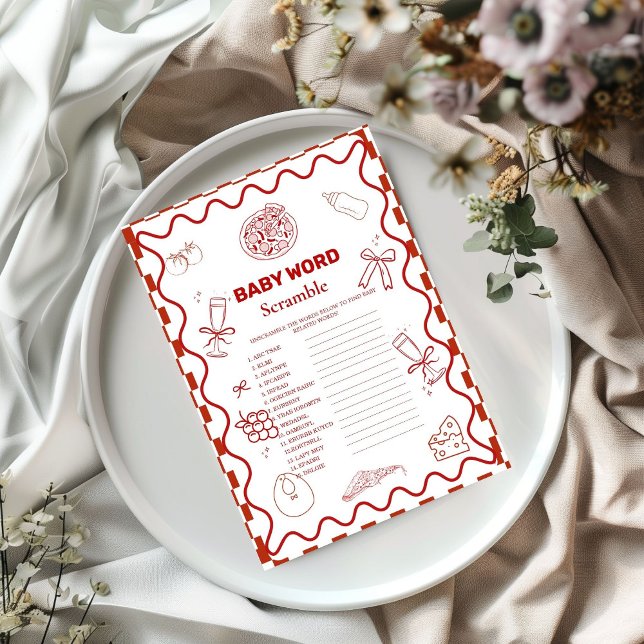 Pizza Special  word scramble baby shower game card (Creator Uploaded)