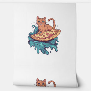 Pizza Surf Cat – Extreme Foodie Cat Adventure Wallpaper