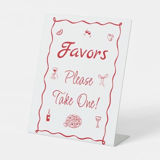 Pizza Thats Amore Bridal Shower Guess Favour Pedestal Sign (Front)