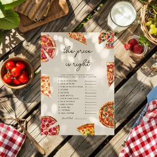 Pizza The Price is Right Baby Shower Game Card