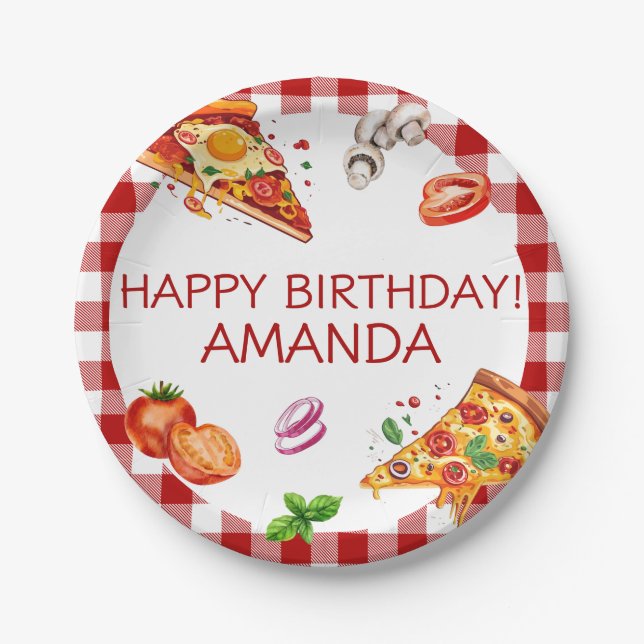 Pizza Theme Birthday  Paper Plate (Front)