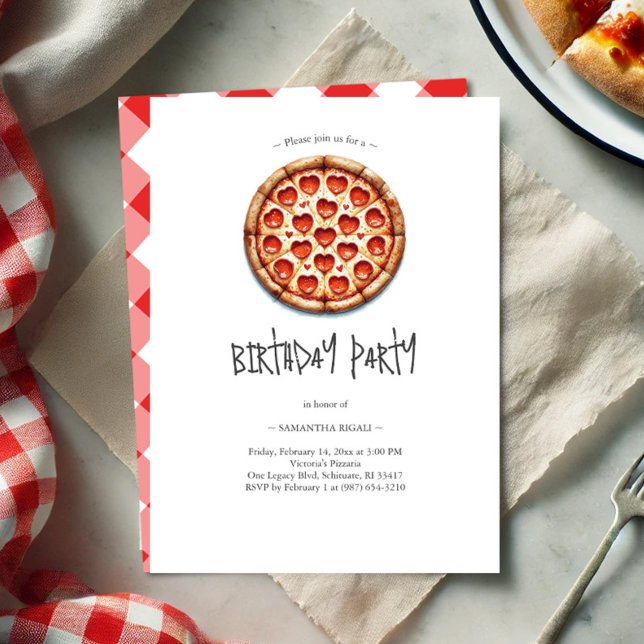 Pizza Themed Casual Birthday Invitations (Creator Uploaded)
