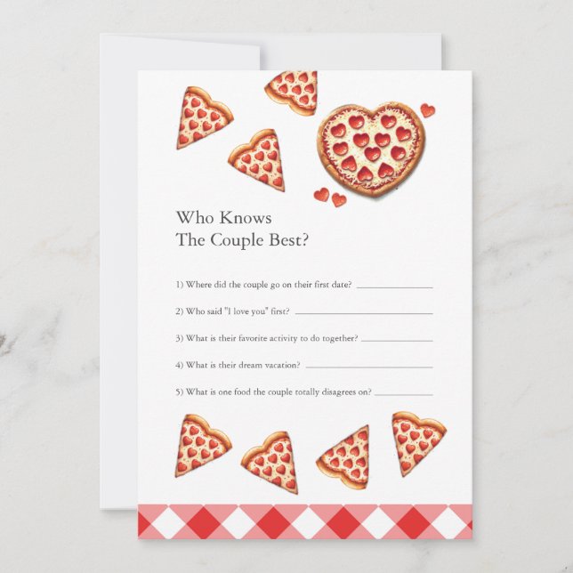 Pizza Themed Engagement Party Games Printable Invitation (Front)