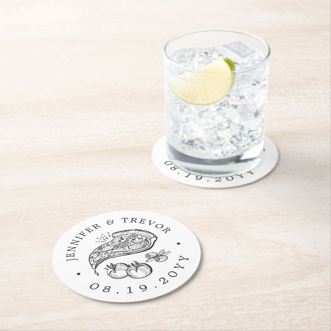 Pizza Themed Gourmet |  Napkins Round Paper Coaster (Insitu)