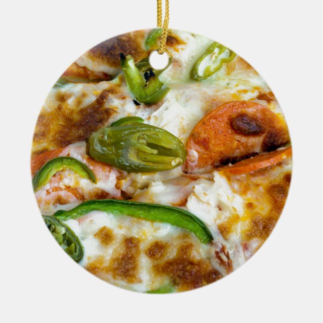 Pizza Topping Close Up Ceramic Ornament (Front)