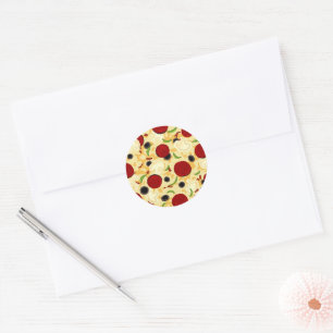 Pizza Toppings Pattern Classic Round Sticker