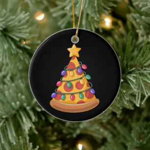 Pizza Tree Christmas Lights Pizza Lover Family Ceramic Tree Decoration