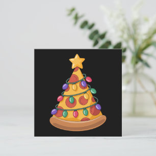 Pizza Tree Christmas Lights Pizza Lover Family  Holiday Card