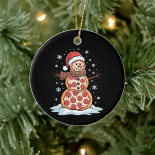 Pizza Tree Snowman Santa Hat Christmas Party Funny Ceramic Tree Decoration