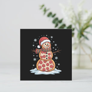 Pizza Tree Snowman Santa Hat Christmas Party Funny Holiday Card