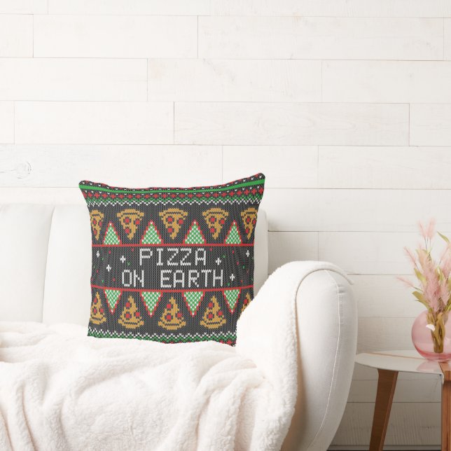 Pizza Ugly Christmas Sweater Cushion (Couch)