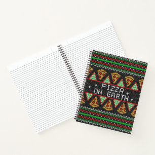 Pizza Ugly Christmas Sweater Notebook
