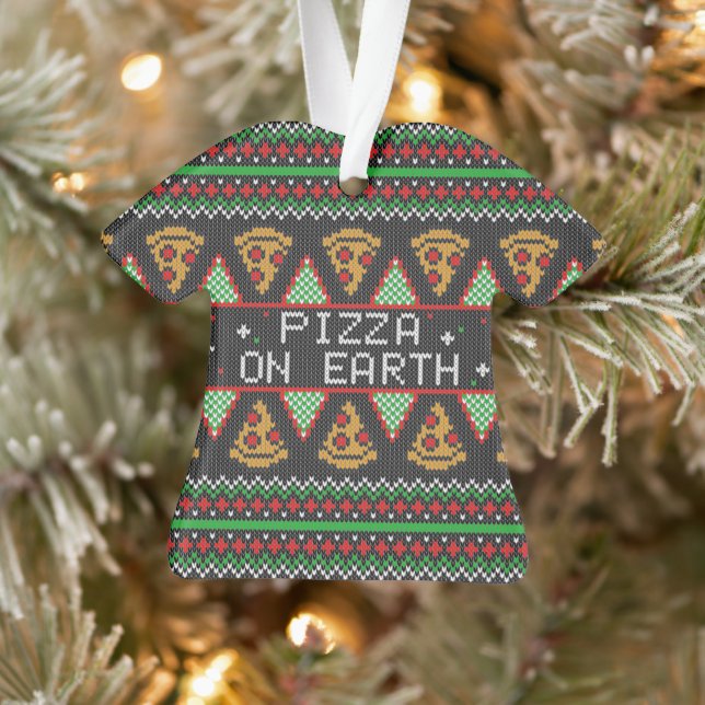 Pizza Ugly Christmas Sweater Ornament (Tree)