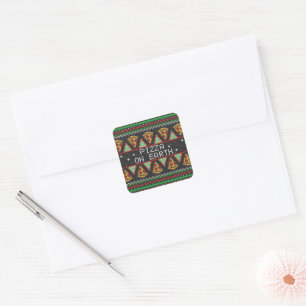 Pizza Ugly Christmas Sweater Square Sticker