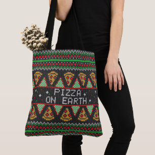 Pizza Ugly Christmas Sweater Tote Bag