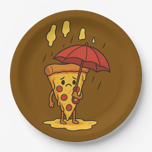 Pizza Under the Cheese Rain Paper Plate (Front)