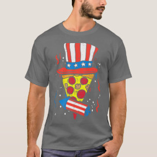 Pizza Us Flag Hat Firecracker 4th Of July Food Pat T-Shirt