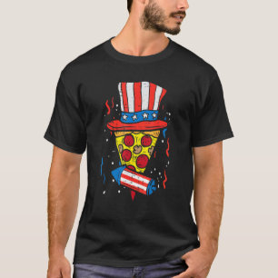 Pizza Us Flag Hat Firecracker 4th Of July Food Pat T-Shirt