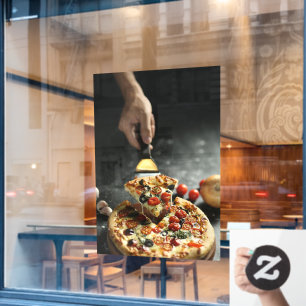 Pizza Vegetarian Cooking Kitchen Pizza Shop Window Cling