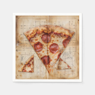 Pizza Vintage Blueprint Napkin