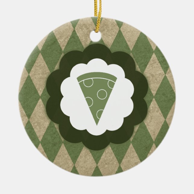 pizza vintage ceramic tree decoration (Front)