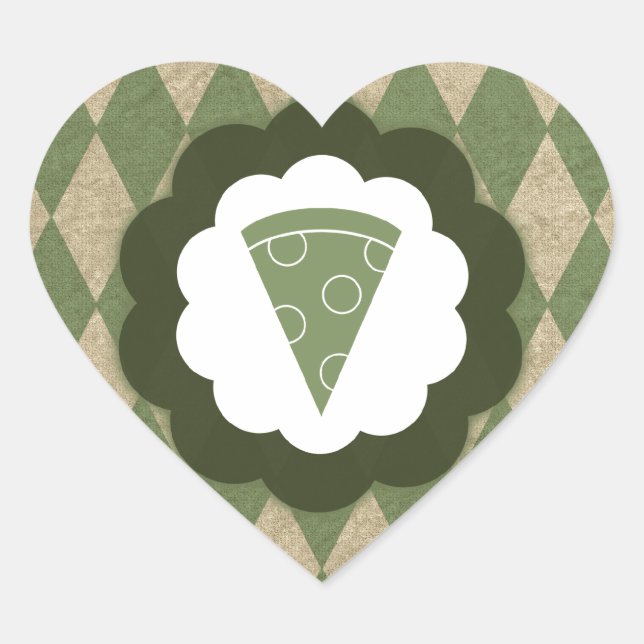 pizza vintage heart sticker (Front)