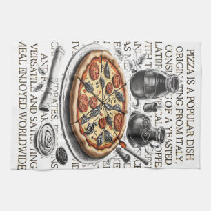 Pizza vintage sketch by CallisC Arts ⭐⭐⭐⭐⭐ Tea Towel
