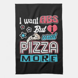 Pizza vs Abs - Bulking Diet - Funny Carbs Novelty Tea Towel