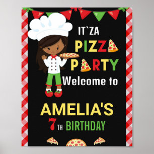 Pizza welcome party sign Little chef girl