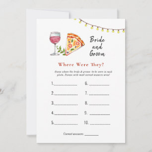 Pizza  "Where were they" Bridal shower game Invitation