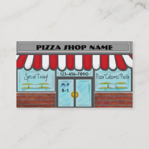 Pizza window shop customisable red white cards