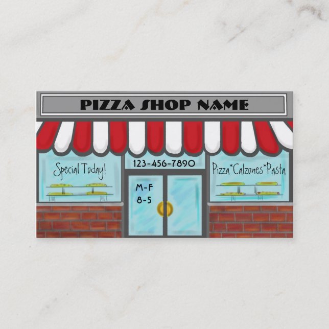 Pizza window shop customisable red white cards (Front)
