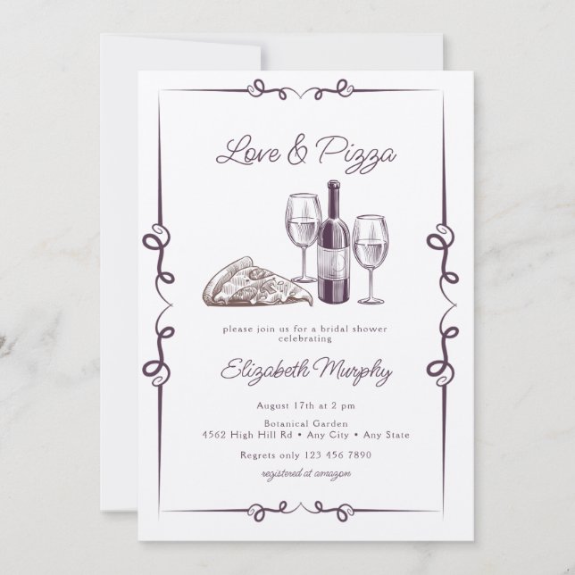Pizza | Wine Bridal Shower Invitation (Front)