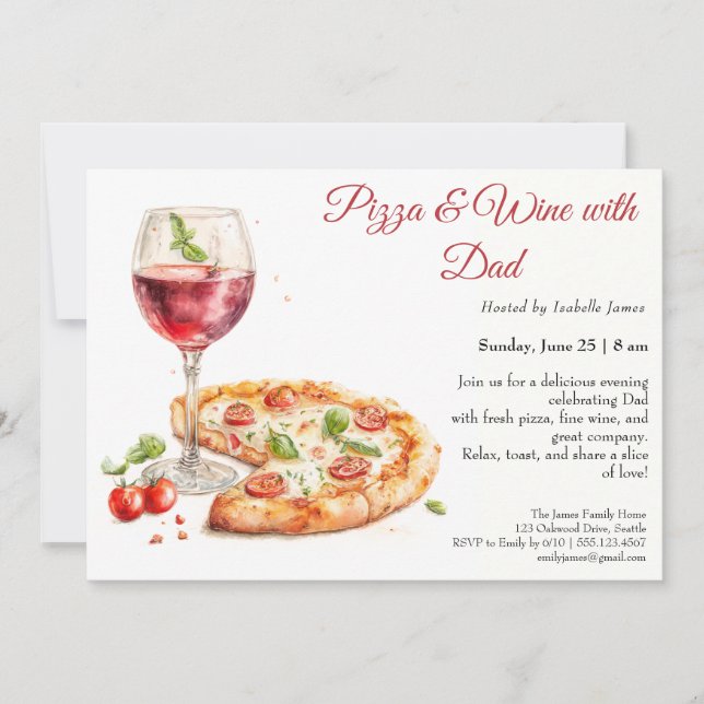 Pizza & Wine Night – Father’s Day Dinner Party  Invitation (Front)