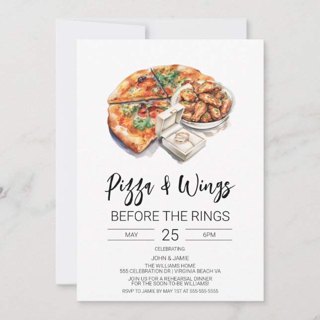 Pizza & Wings Before The Rings Invitation (Front)