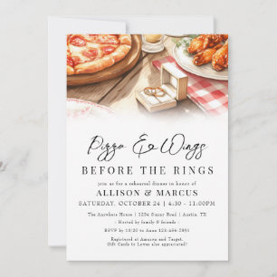 Pizza & Wings Before The Rings Rehearsal Dinner Invitation