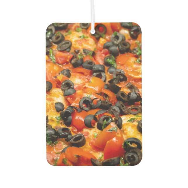 Pizza with black olives car air freshener (Front)