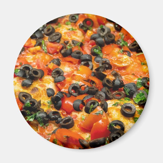 Pizza with black olives magnet (Front)