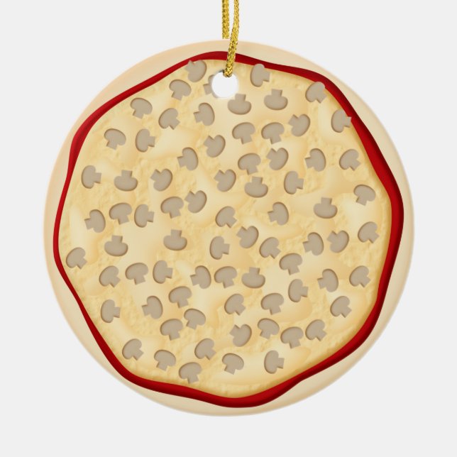 Pizza with mushrooms ceramic tree decoration (Front)