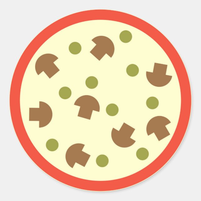 Pizza with Mushrooms Olives Cheese Tomato Sauce Classic Round Sticker (Front)