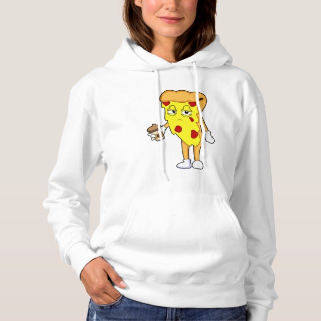Pizza with Salami Cheese & Coffee Hoodie (Front)