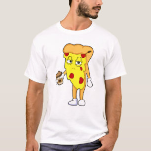 Pizza with Salami Cheese & Coffee T-Shirt